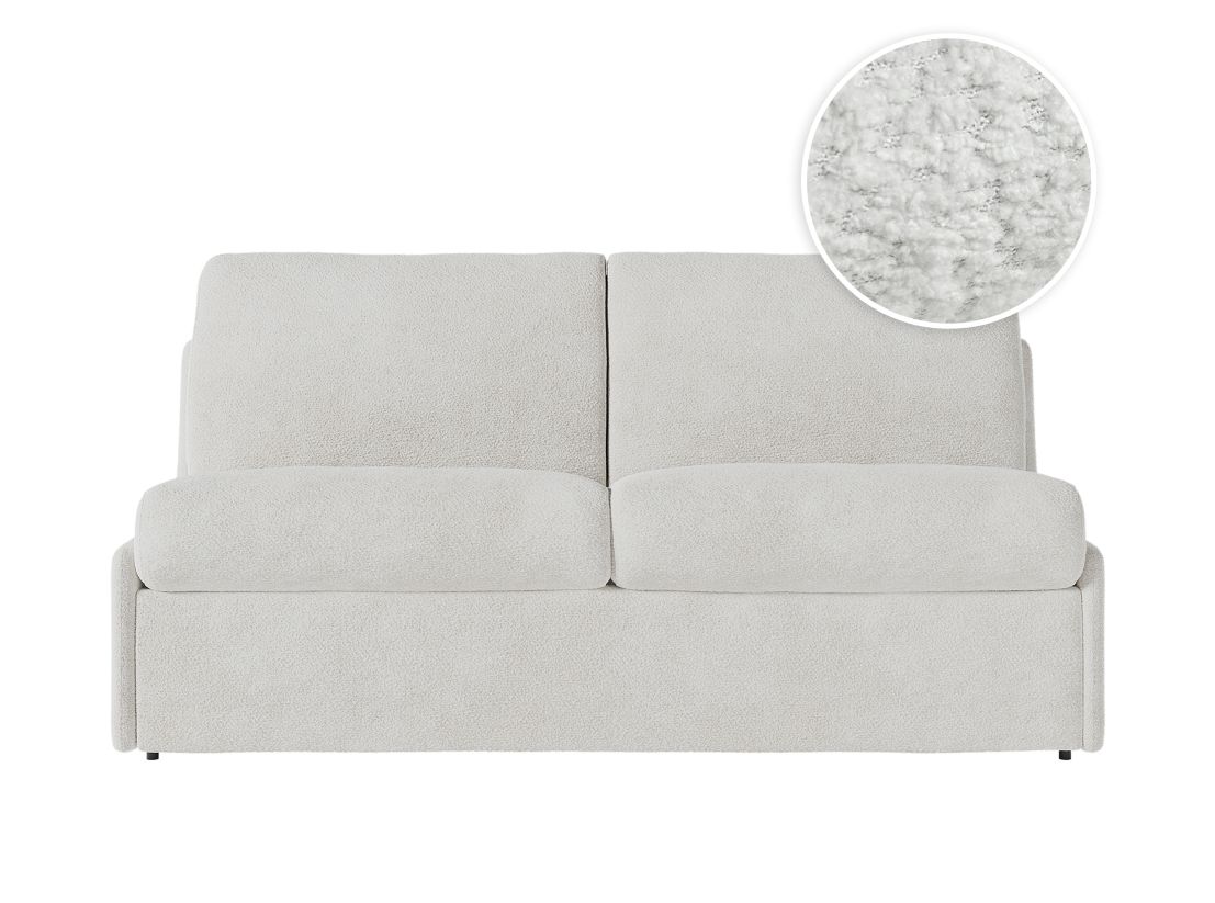 Canapé convertible express 3 places AGATHE couchage quotidien 140x190cm sans accoudoirs en tissu bouclette