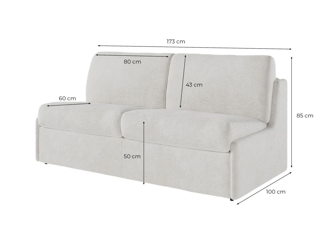 Canapé convertible express 3 places AGATHE couchage quotidien 140x190cm sans accoudoirs en tissu bouclette
