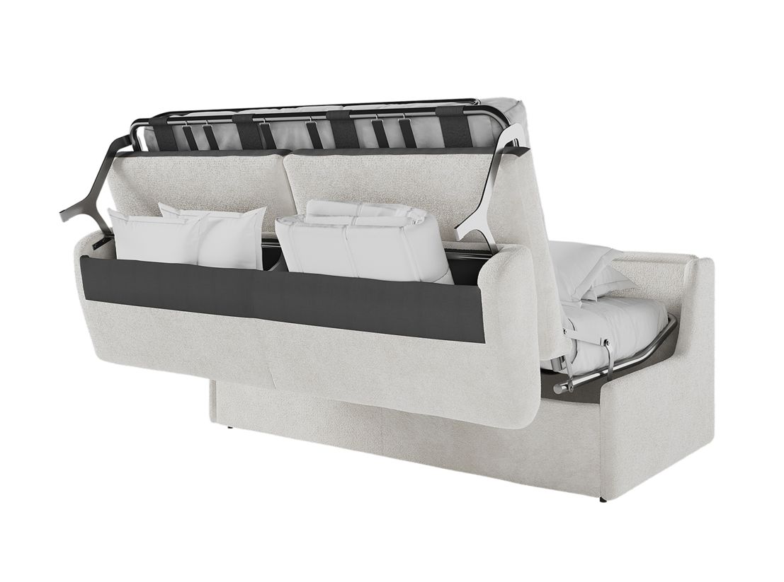 Canapé convertible express 3 places AGATHE couchage quotidien 140x190cm sans accoudoirs en tissu bouclette