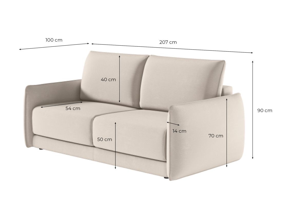 Canapé DARIO convertible express 3 places couchage quotidien 160x190cm en tissu - épaisseur matelas 14cm