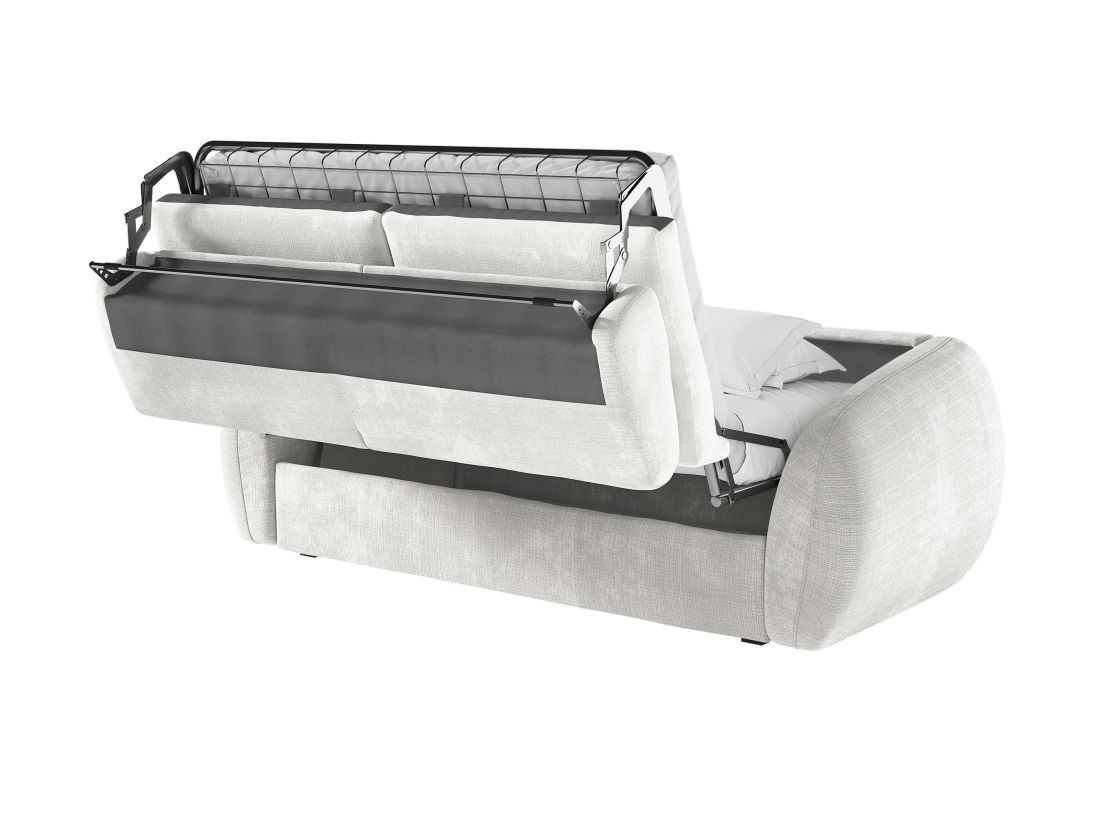Canapé LOUKA convertible express 3 places couchage quotidien 140x190cm en tissu chenille - épaisseur matelas 13cm