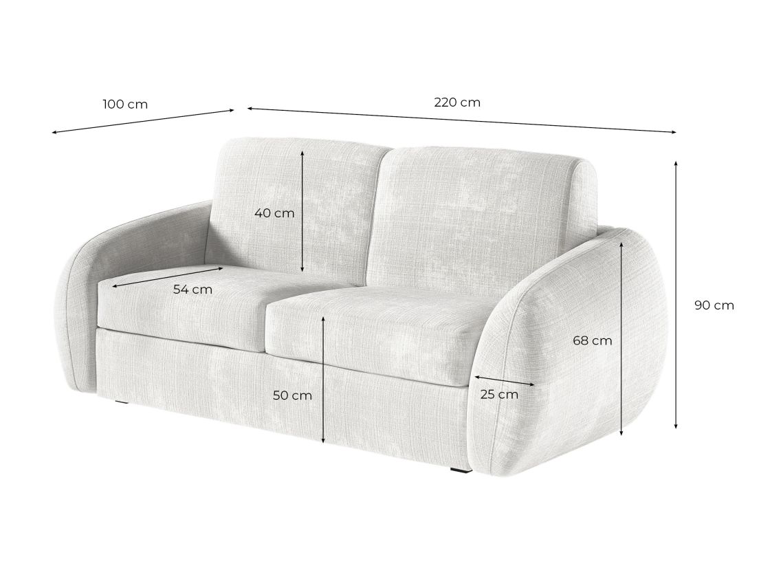 Canapé LOUKA convertible express 3 places couchage quotidien 160x190cm en tissu chenille - épaisseur matelas 13cm