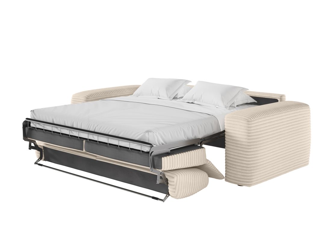 Canapé PACO convertible express 3 places couchage quotidien 140x190cm en velours côtelé - épaisseur matelas 17cm