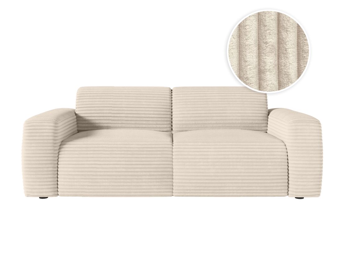 Canapé PACO convertible express 3 places couchage quotidien 140x190cm en velours côtelé - épaisseur matelas 17cm