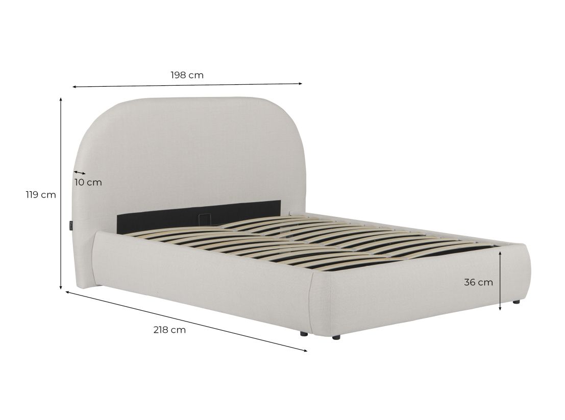 Cadre de lit ROLLY avec coffre en tissu - Dimensions matelas : 160 x 200 cm