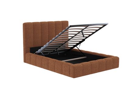 Cadre de lit rembourré BULLE avec coffre en tissu bouclette - Dimensions matelas : 140 x 190 cm