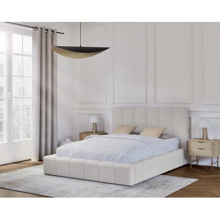 Cadre de lit rembourré BULLE avec coffre en tissu - Dimensions matelas : 160 x 200 cm
