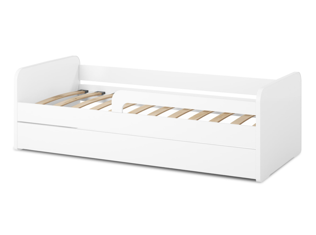 Lit enfant NAHLA en bois blanc - Dimensions matelas : 80x160cm