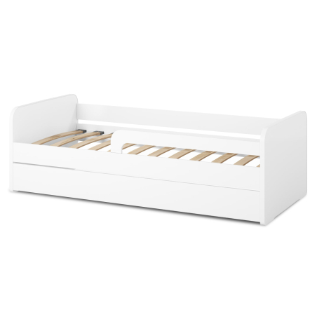 Lit enfant NAHLA en bois blanc - Dimensions matelas : 80x160cm