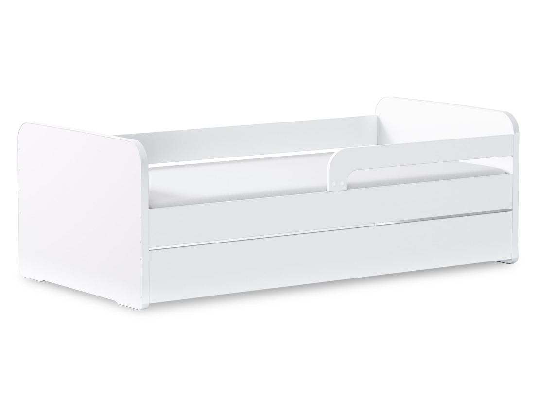 PACK - Lit enfant NAHLA en bois blanc + matelas - Dimensions matelas : 80x160cm
