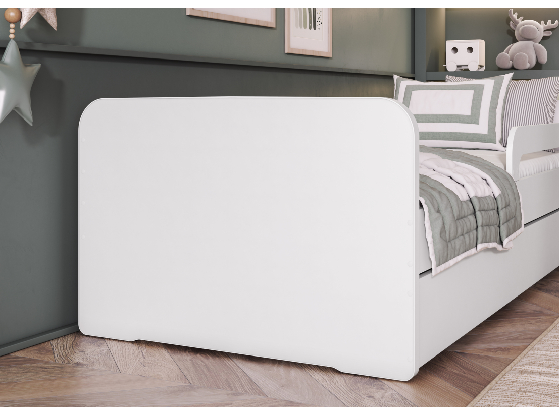 Lit enfant NAHLA en bois blanc - Dimensions matelas : 80x200cm