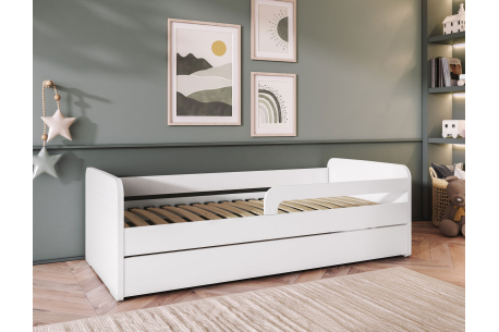 Lit enfant NAHLA en bois blanc - Dimensions matelas : 80x200cm
