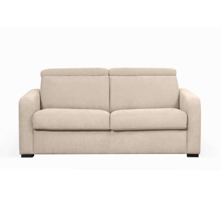 Canapé CAROLE convertible express 3 places couchage 140x190cm avec têtières réglables en tissu - épaisseur matelas 13cm