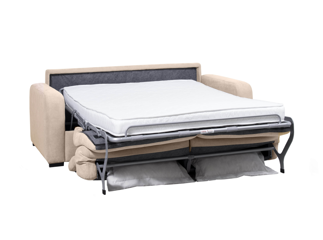 Canapé CAROLE convertible express 3 places couchage 140x190cm avec têtières réglables en tissu - épaisseur matelas 13cm
