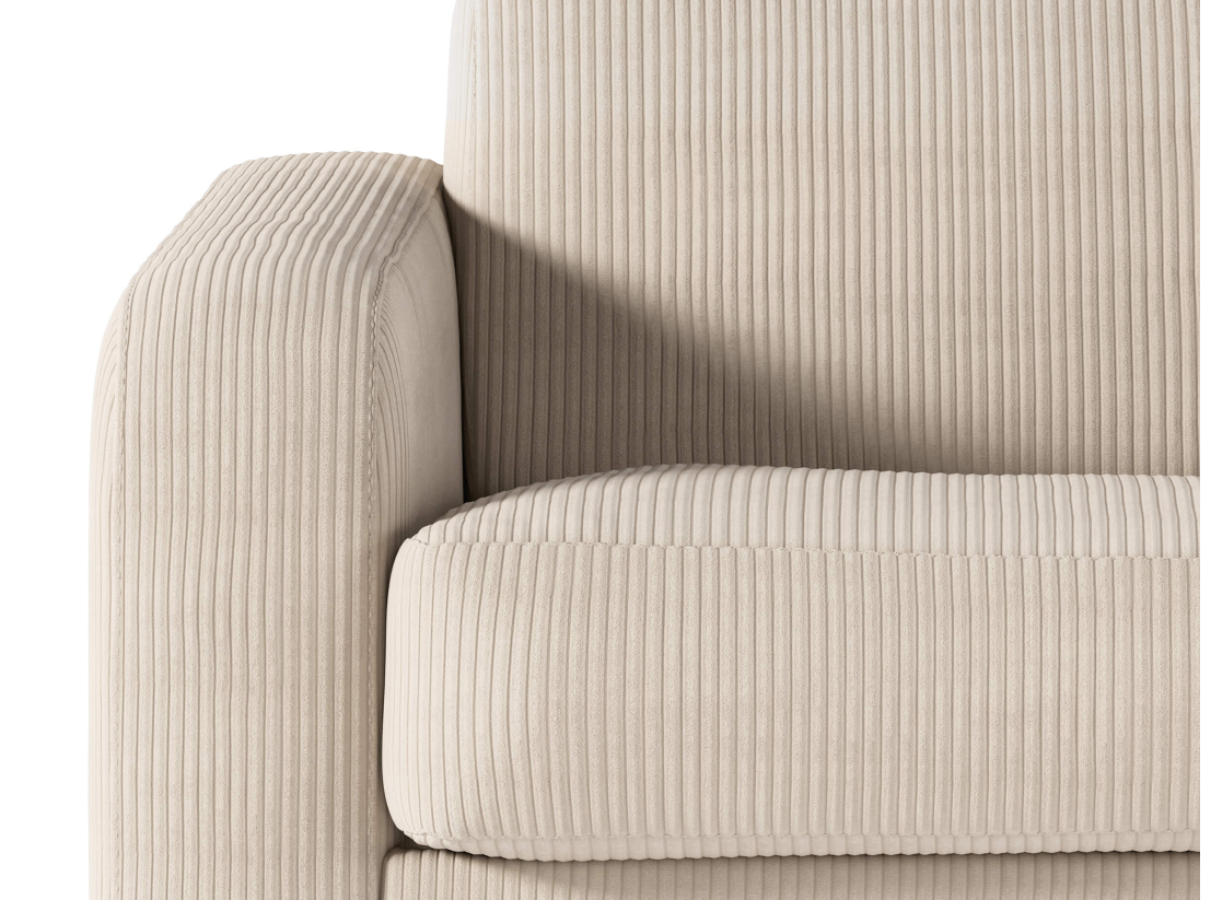 Canapé CAROLE convertible express 3 places couchage 140x190cm avec têtières réglables en velours côtelé - épaisseur matelas 13cm