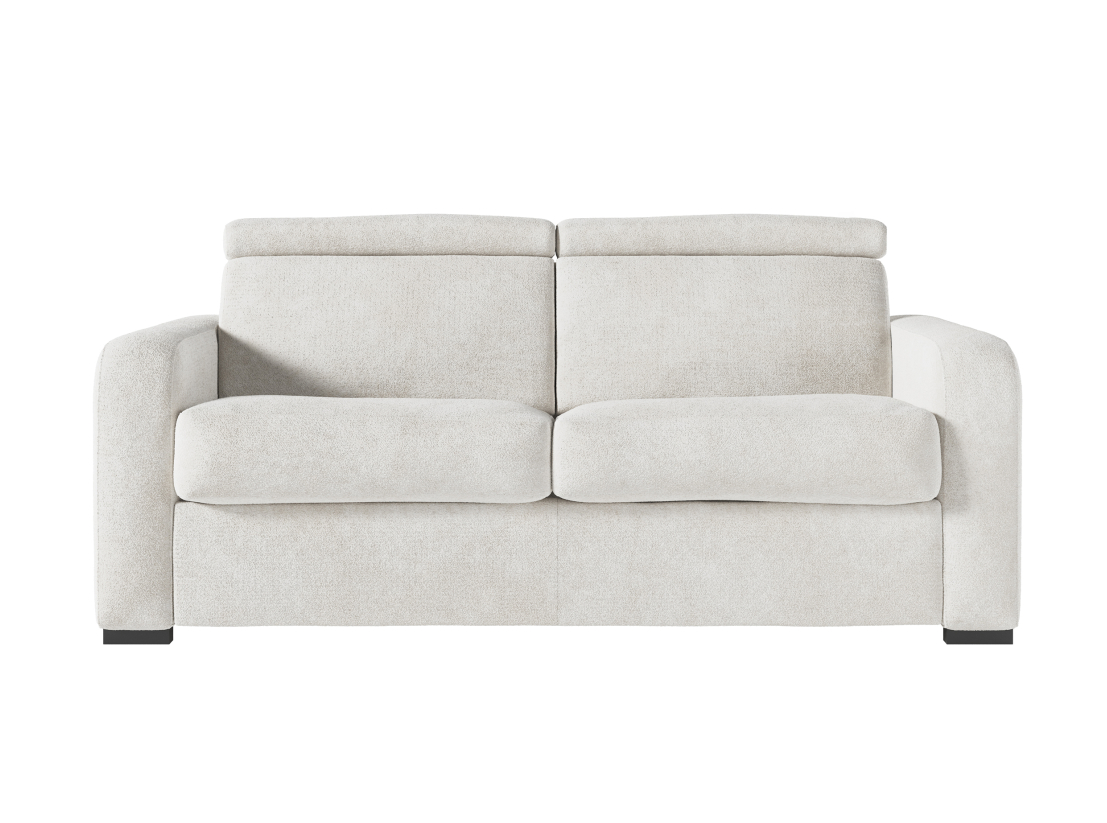 Canapé CAROLE convertible express 3 places couchage 140x190cm têtières réglables en tissu bouclette - épaisseur matelas 13cm