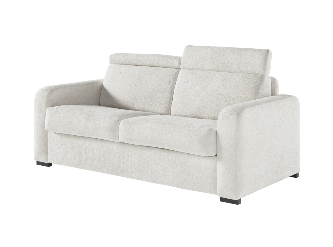 Canapé CAROLE convertible express 3 places couchage 140x190cm têtières réglables en tissu bouclette - épaisseur matelas 13cm
