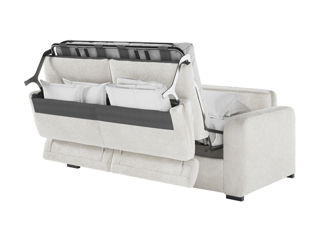 Canapé CAROLE convertible express 3 places couchage 140x190cm têtières réglables en tissu bouclette - épaisseur matelas 13cm