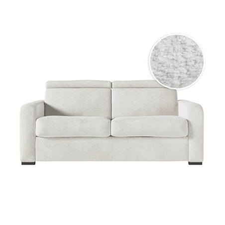 Canapé CAROLE convertible express 3 places couchage 140x190cm têtières réglables en tissu bouclette - épaisseur matelas 13cm