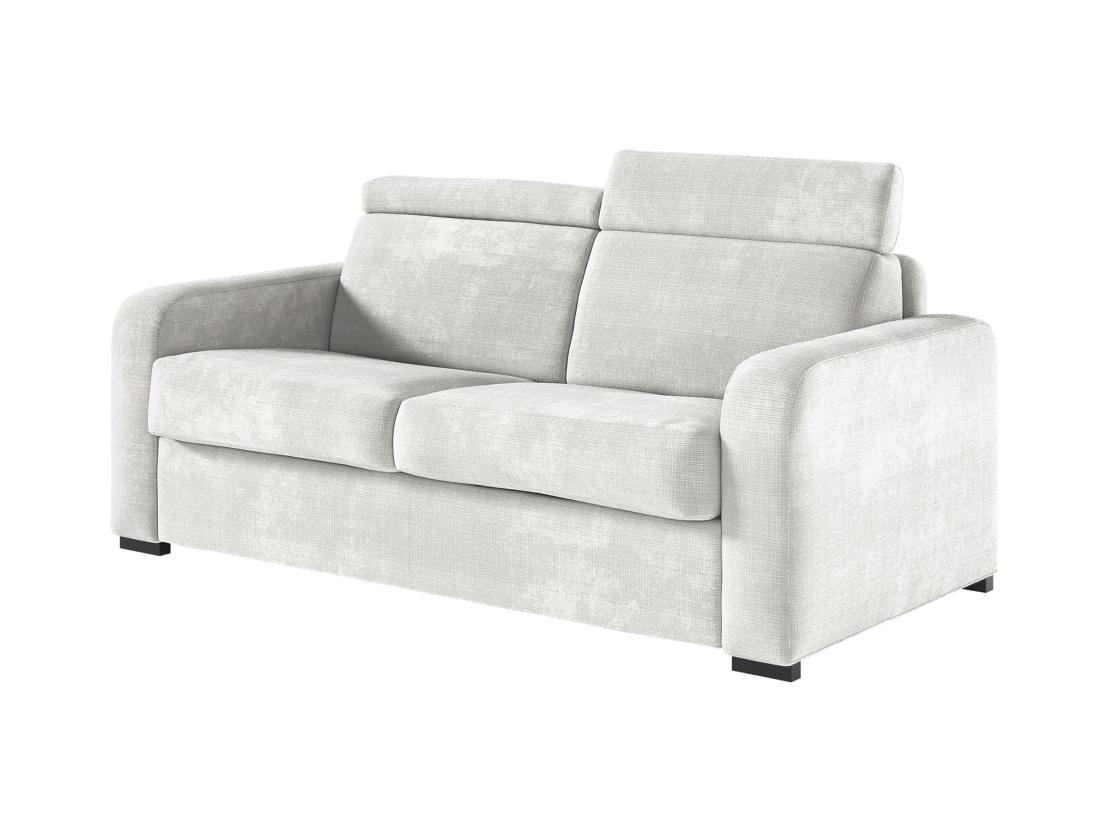 Canapé CAROLE convertible express 3 places couchage 140x190cm avec têtières réglables en tissu chenille - épaisseur matelas 13cm