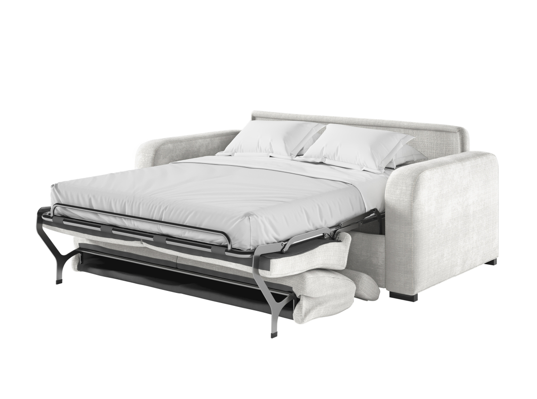 Canapé CAROLE convertible express 3 places couchage 140x190cm avec têtières réglables en tissu chenille - épaisseur matelas 13cm