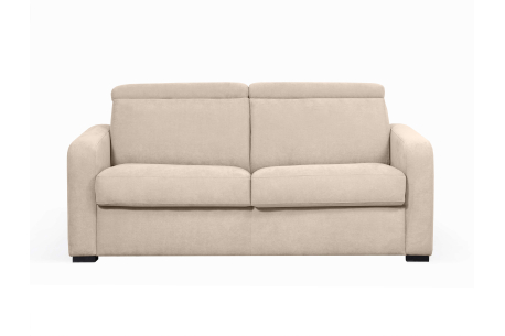 Canapé CAROLE convertible express 3 places couchage 160x190cm avec têtières réglables en tissu - épaisseur matelas 13cm
