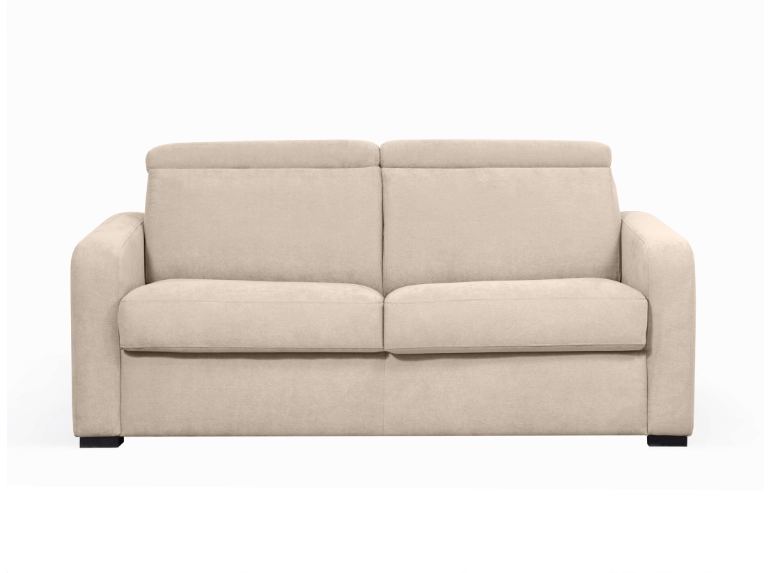 Canapé CAROLE convertible express 3 places couchage 160x190cm avec têtières réglables en tissu - épaisseur matelas 13cm