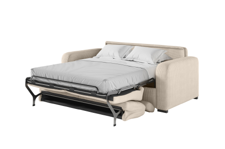 Canapé CAROLE convertible express 3 places couchage 160x190cm têtières réglables en velours côtelé - épaisseur matelas 13cm