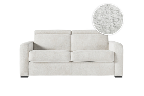 Canapé CAROLE convertible express 3 places couchage 160x190cm têtières réglables en tissu bouclette - épaisseur matelas 13cm