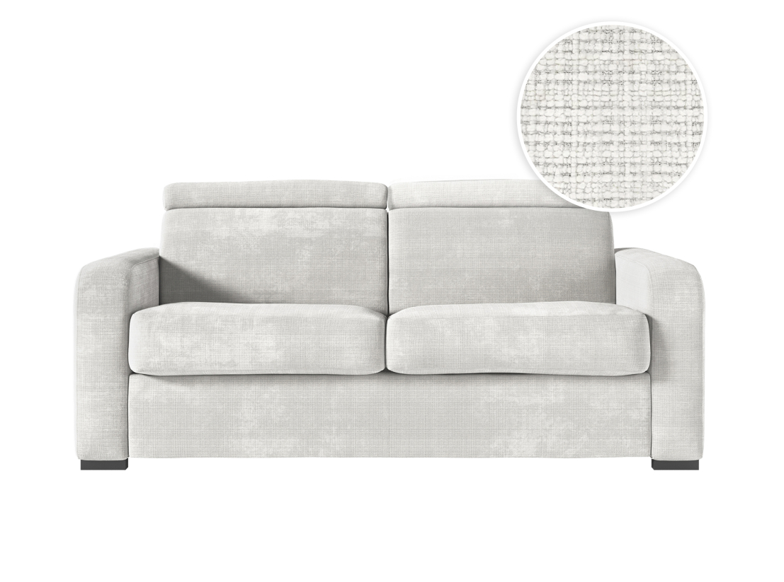 Canapé CAROLE convertible express 3 places couchage 160x190cm têtières réglables en tissu chenille - épaisseur matelas 13cm