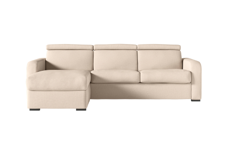Canapé CAROLE d'angle convertible express 4 places couchage 140x190cm avec têtières réglables en tissu - épaisseur matelas 13cm