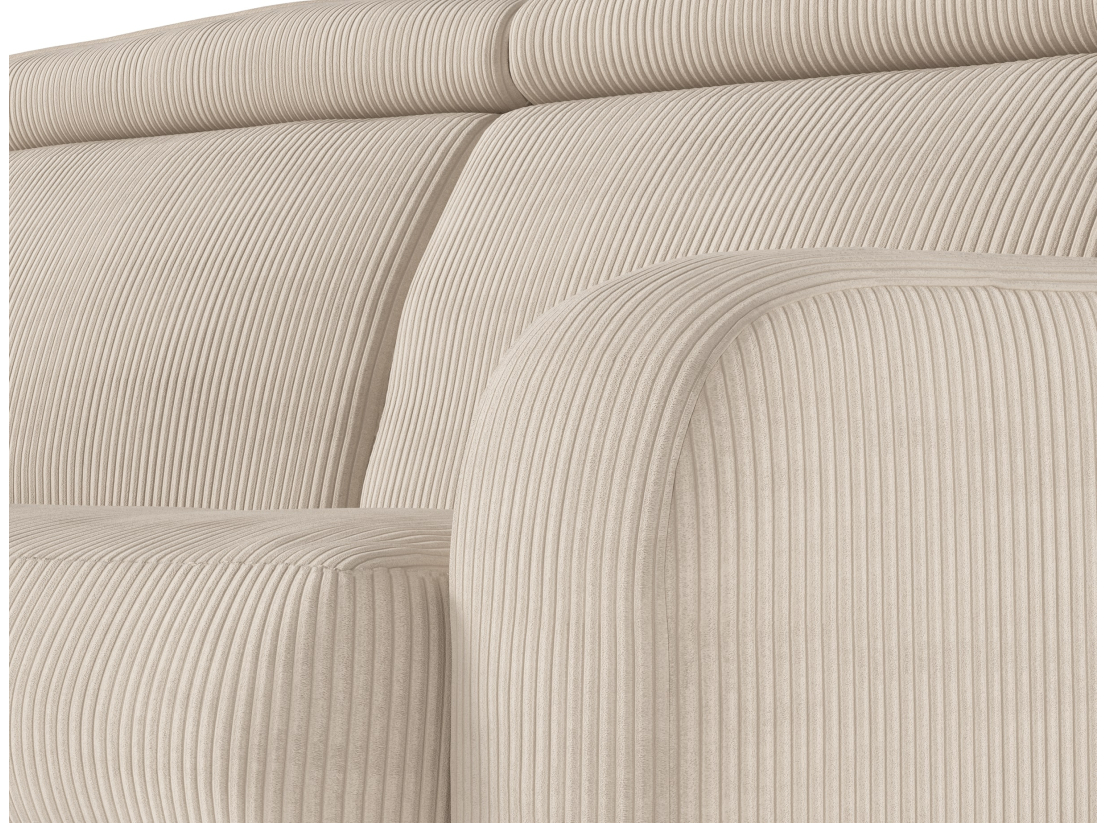 Canapé CAROLE d'angle convertible express 4 places couchage 140x190cm têtières réglables velours côtelé - épaisseur matelas 13cm