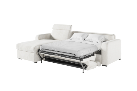 Canapé CAROLE d'angle convertible express 4 places couchage 140x190cm têtières réglables tissu bouclette -épaisseur matelas 13cm
