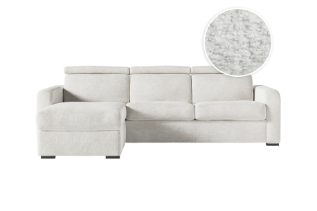 Canapé CAROLE d'angle convertible express 4 places couchage 140x190cm têtières réglables tissu bouclette -épaisseur matelas 13cm