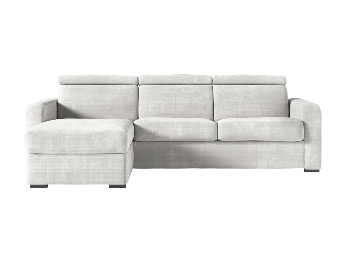 Canapé CAROLE d'angle convertible express 4 places couchage 140x190cm têtières réglables tissu chenille - épaisseur matelas 13cm