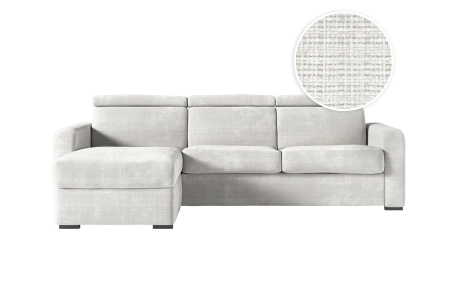 Canapé CAROLE d'angle convertible express 4 places couchage 140x190cm têtières réglables tissu chenille - épaisseur matelas 13cm