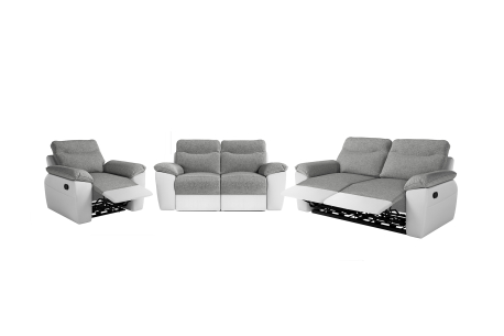 PACK - Canapé de relaxation ROSS manuel 3 et 2 places et fauteuil en tissu et simili