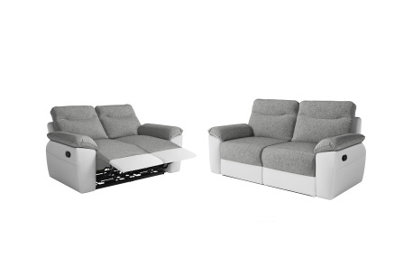 PACK - Canapé de relaxation ROSS manuel 2 et 3 places en tissu et simili
