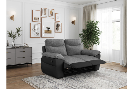 PACK - Canapé de relaxation ROSS manuel 2 places et fauteuil en tissu et simili