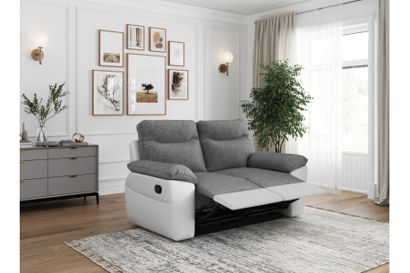 PACK - Canapé de relaxation ROSS manuel 2 places et fauteuil en tissu Easy Clean antitache