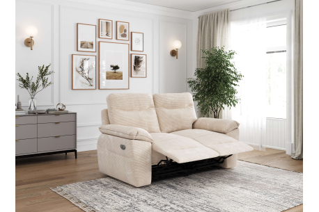 PACK - Canapé de relaxation ROSS électrique 2 places et fauteuil en velours côtelé