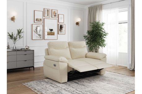 PACK - Canapé de relaxation ROSS électrique 2 places et fauteuil en tissu Easy Clean antitache