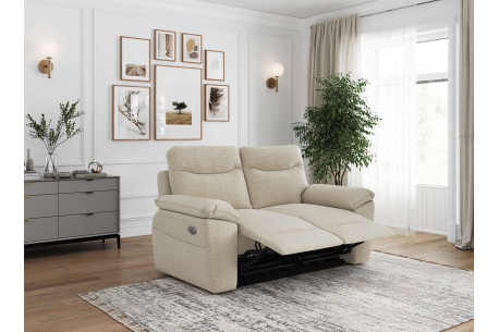 PACK - Canapé de relaxation ROSS électrique 2 places et fauteuil en tissu texturé 3D