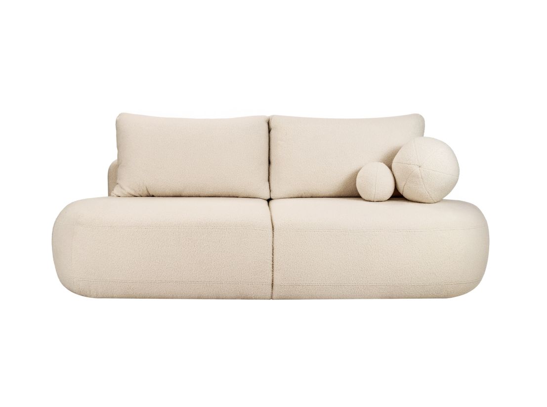 FABIO - Canapé convertible droit 4 places en tissu bouclettes
