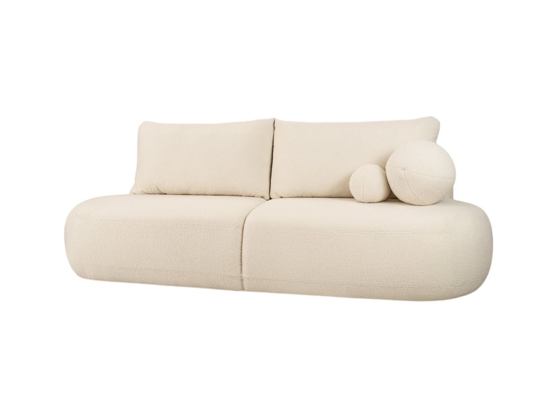 FABIO - Canapé convertible droit 4 places en tissu bouclettes