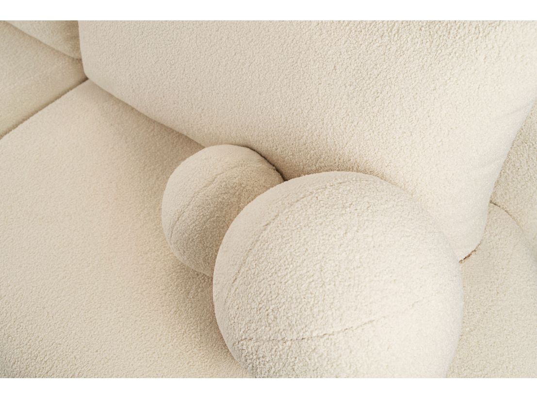 FABIO - Canapé convertible droit 4 places en tissu bouclettes