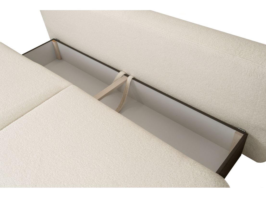 FABIO - Canapé convertible droit 4 places en tissu bouclettes