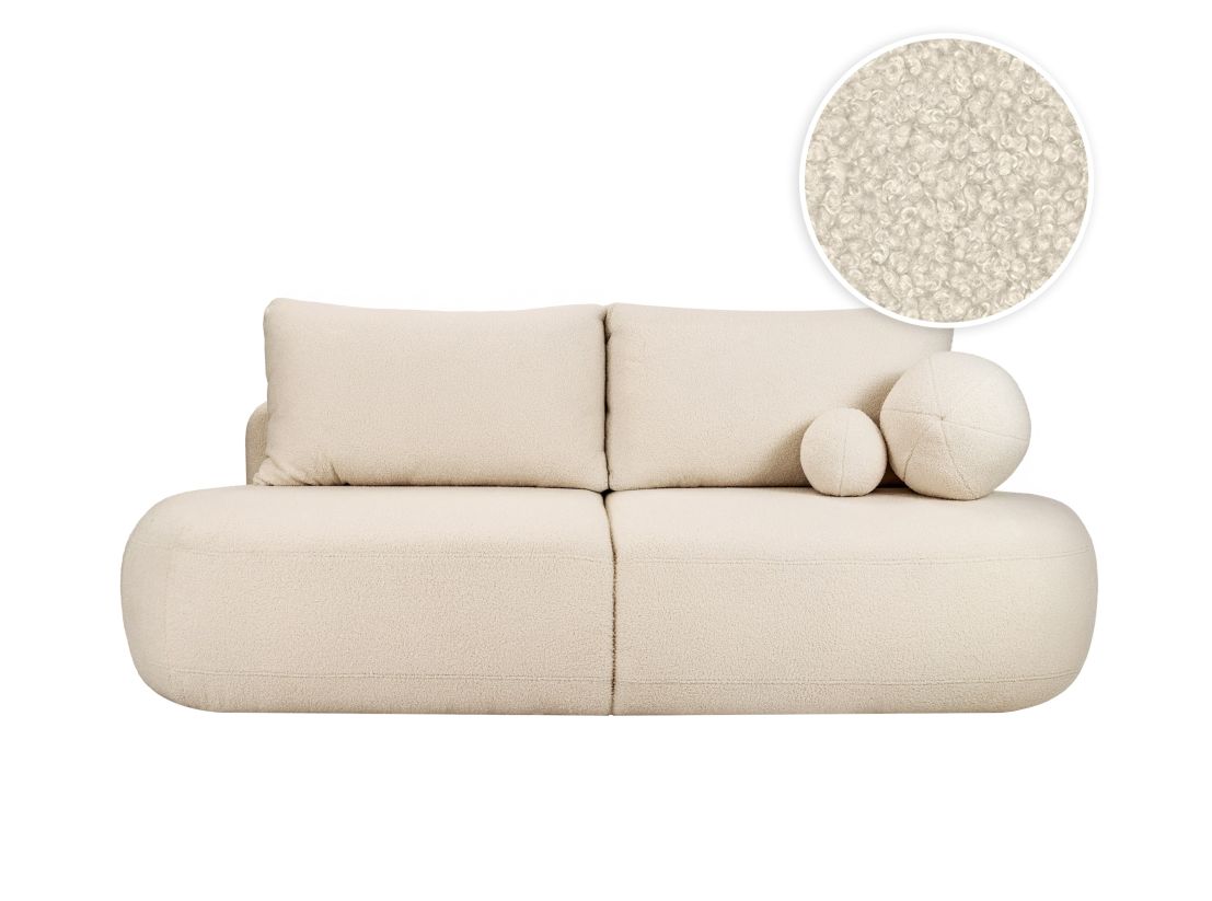 FABIO - Canapé convertible droit 4 places en tissu bouclettes