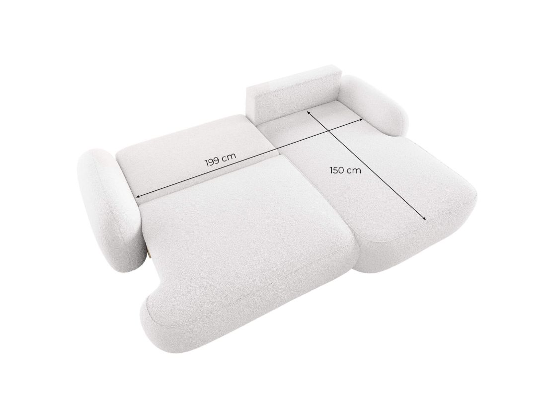 Canapé d'angle convertible MILLY 4 places avec coffre en tissu bouclette