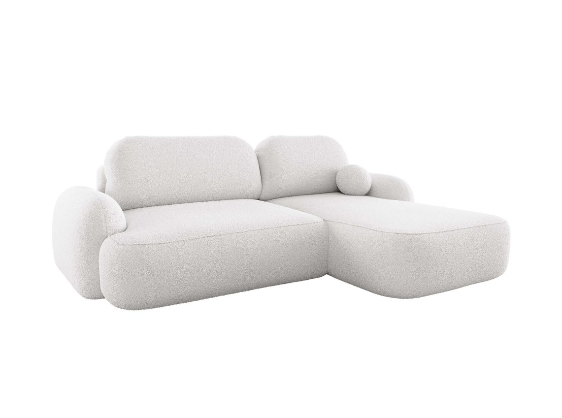 Canapé d'angle convertible MILLY 4 places avec coffre en tissu bouclette